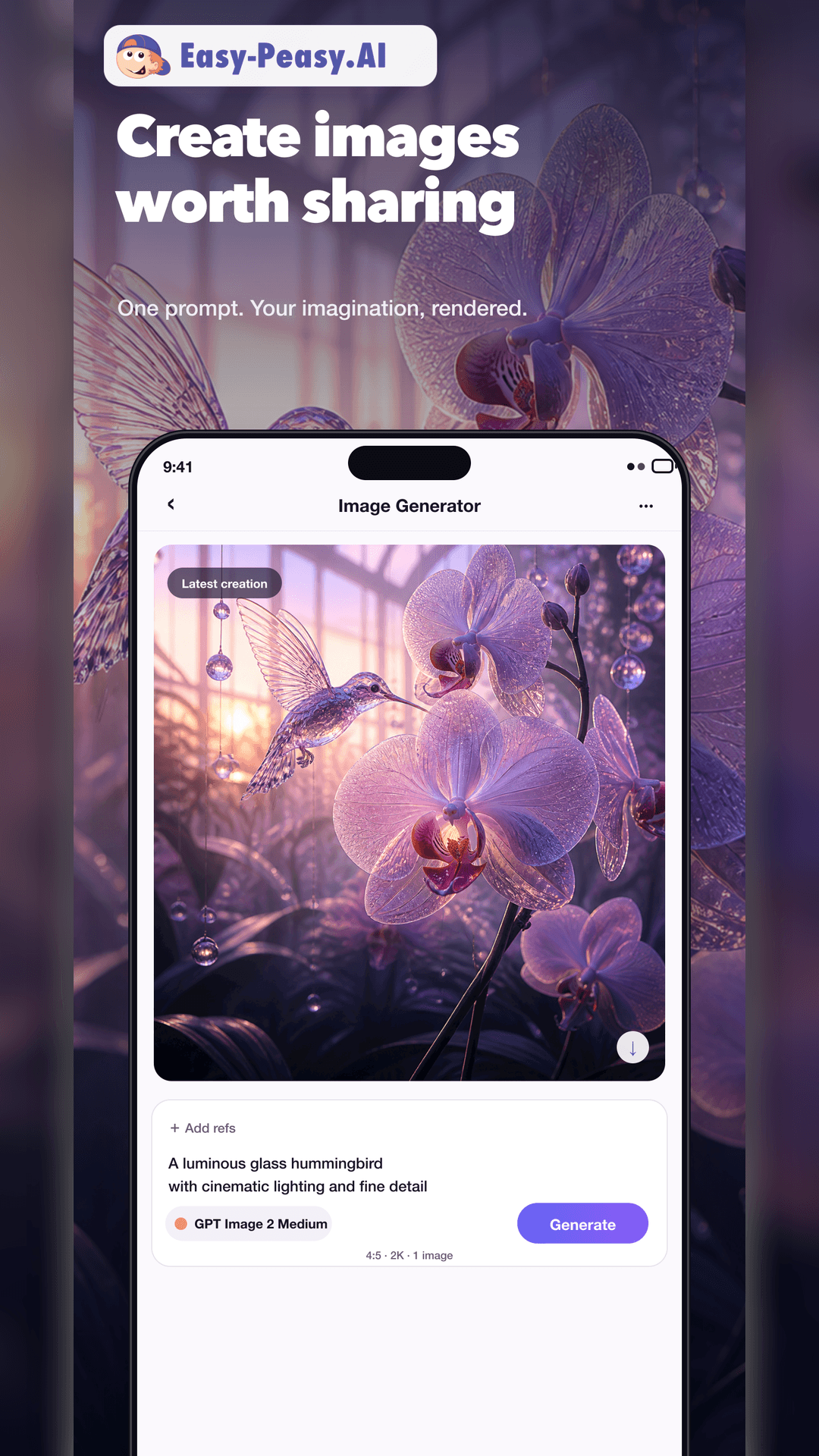AI image generation in the Easy-Peasy.AI app