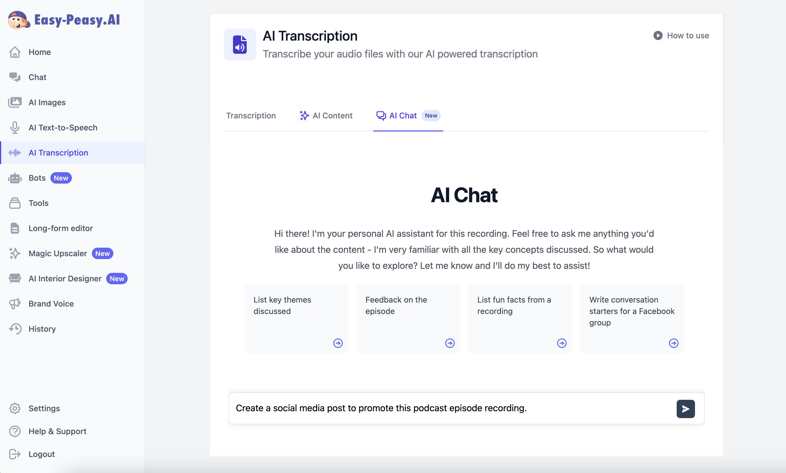 AI Chat with Transcription