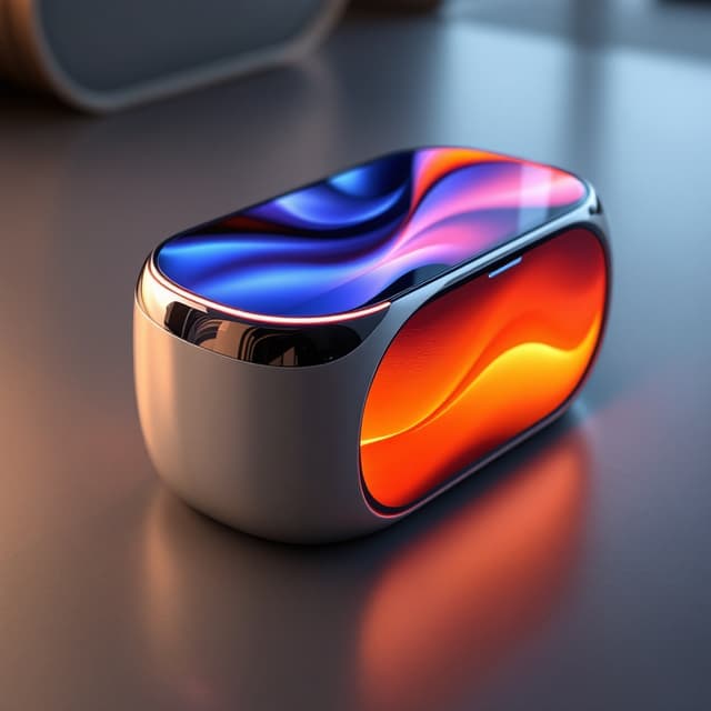 Sleek and modern smart speaker with touch interface and ambient lighting