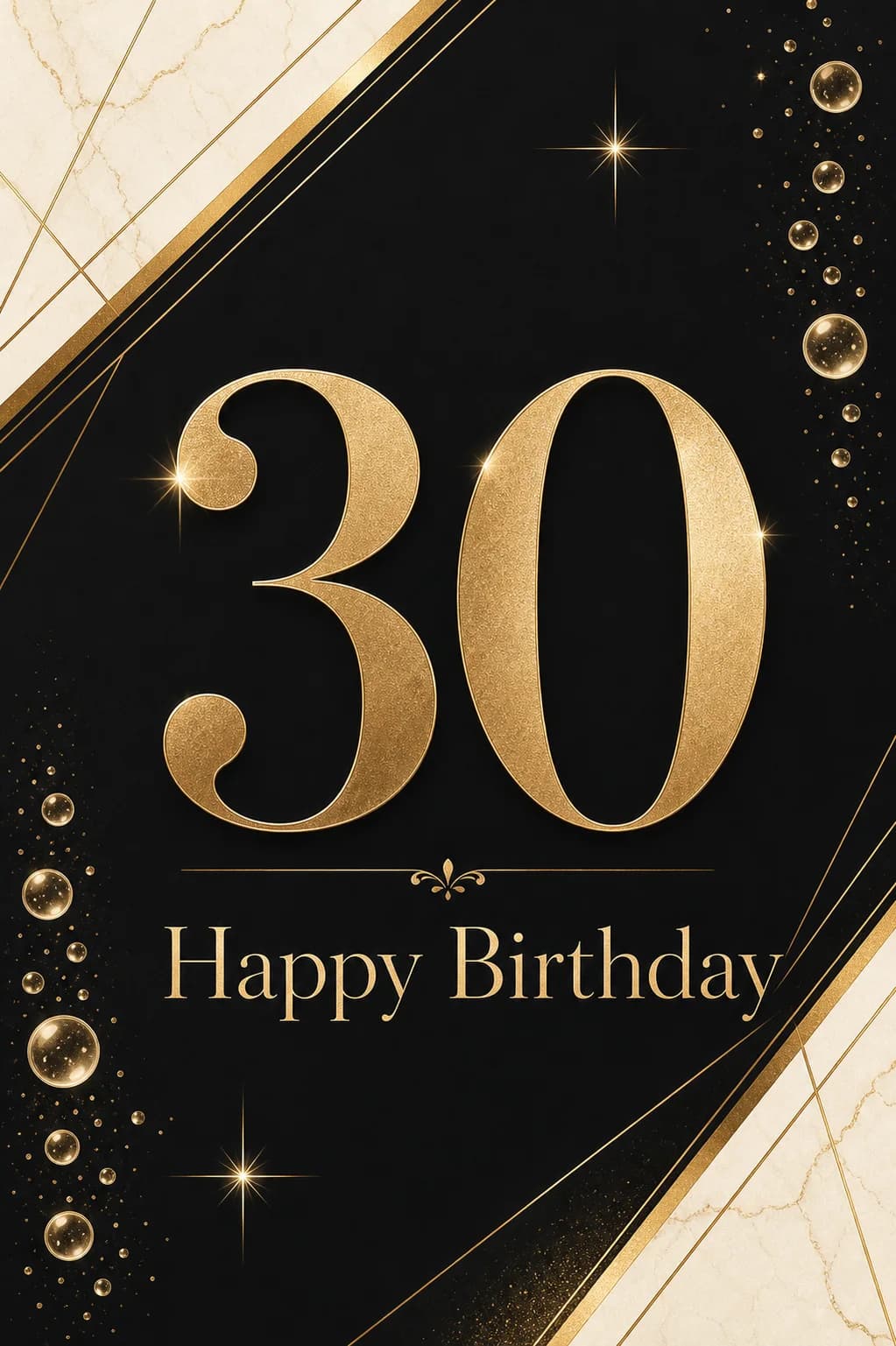 Luxury black and gold 30th birthday card