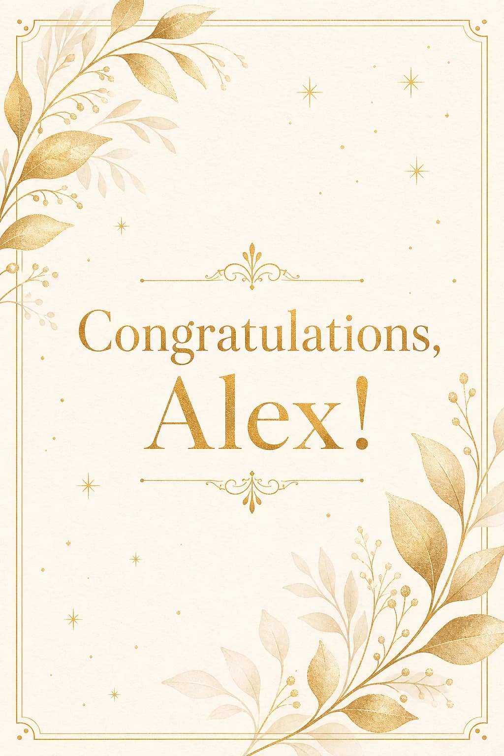 Elegant Congratulations greeting card with gold botanicals