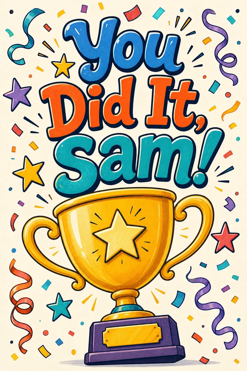 Funny You Did It greeting card with a trophy illustration