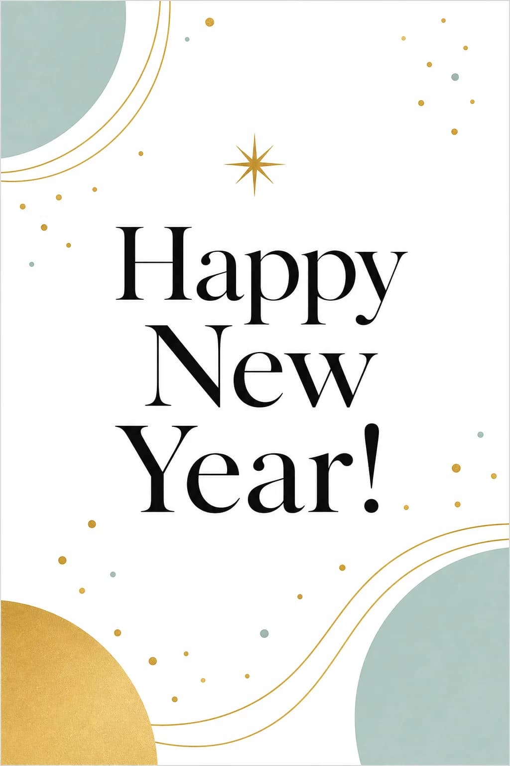 Minimalist Happy New Year greeting card with clean typography