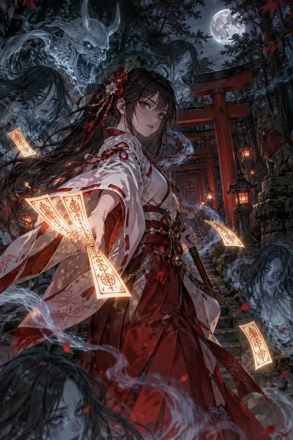 Dark Anime Shrine Maiden