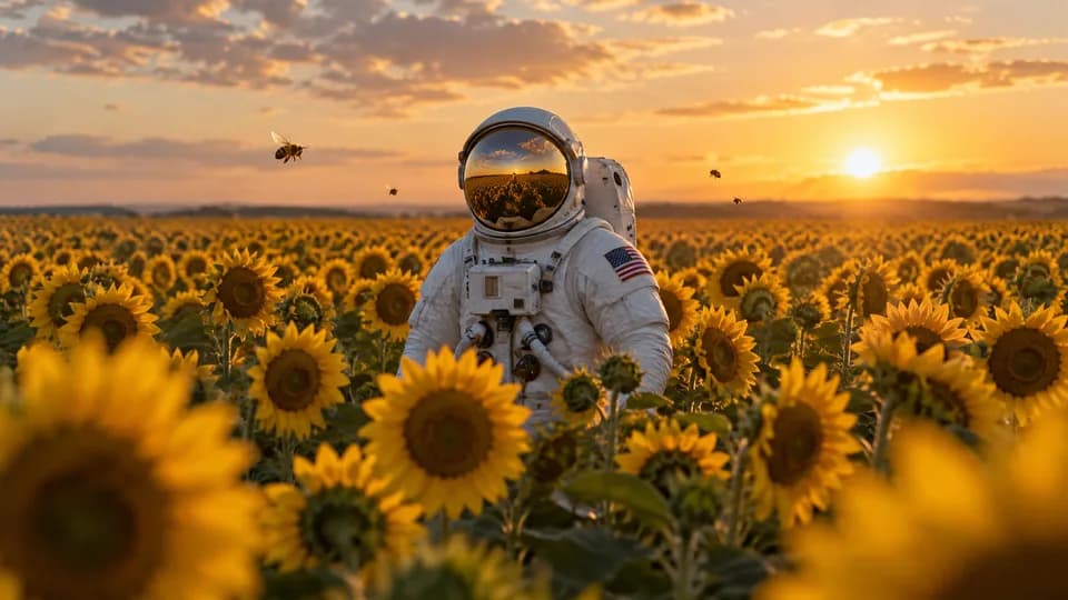 Astronaut in a Sunflower Field