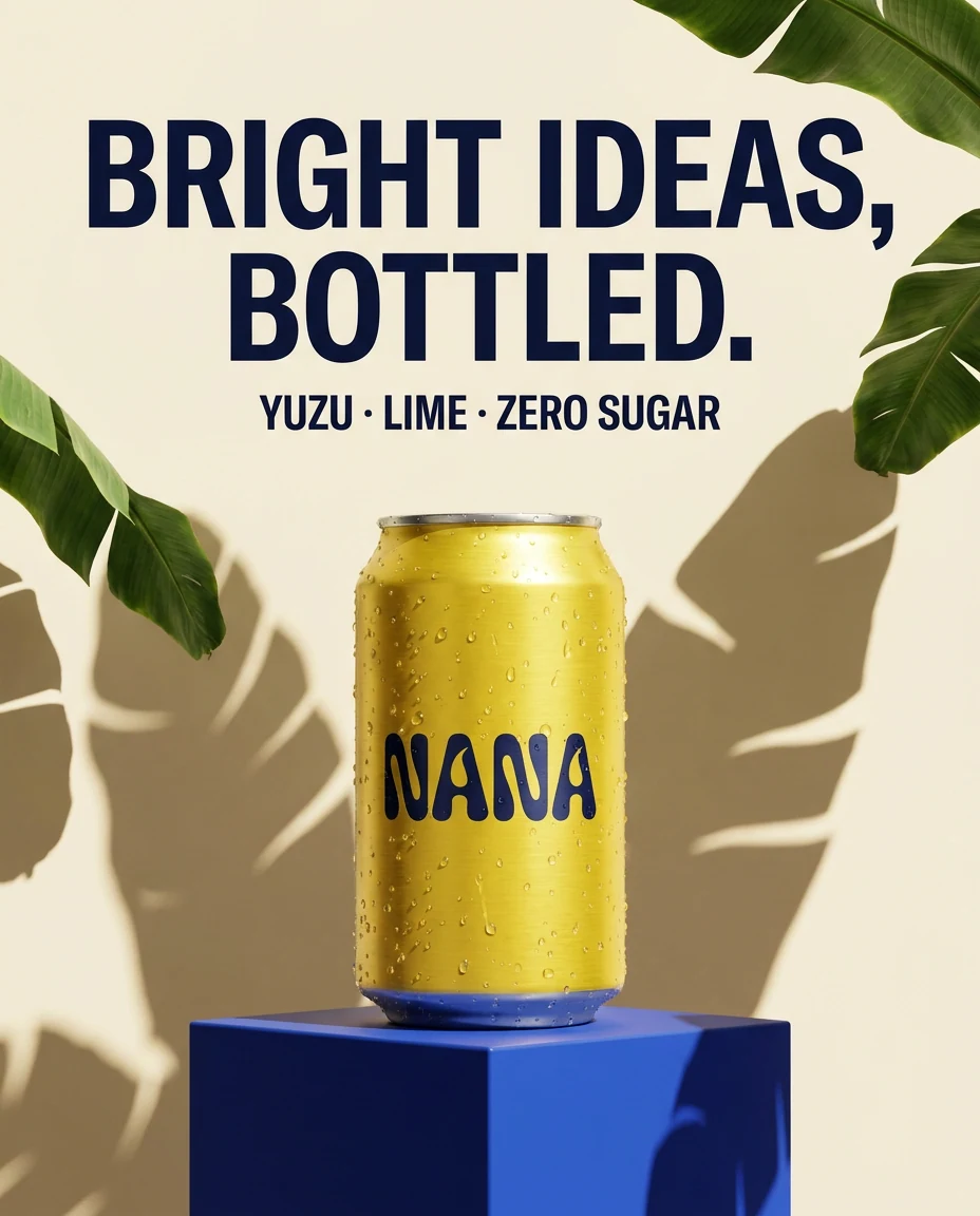 Nano Banana Pro sample output for the NANA sparkling citrus poster comparison