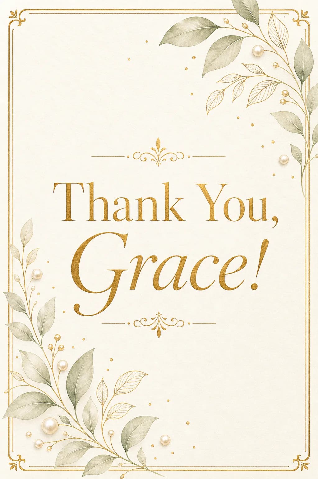 Elegant Thank You card with gold botanicals