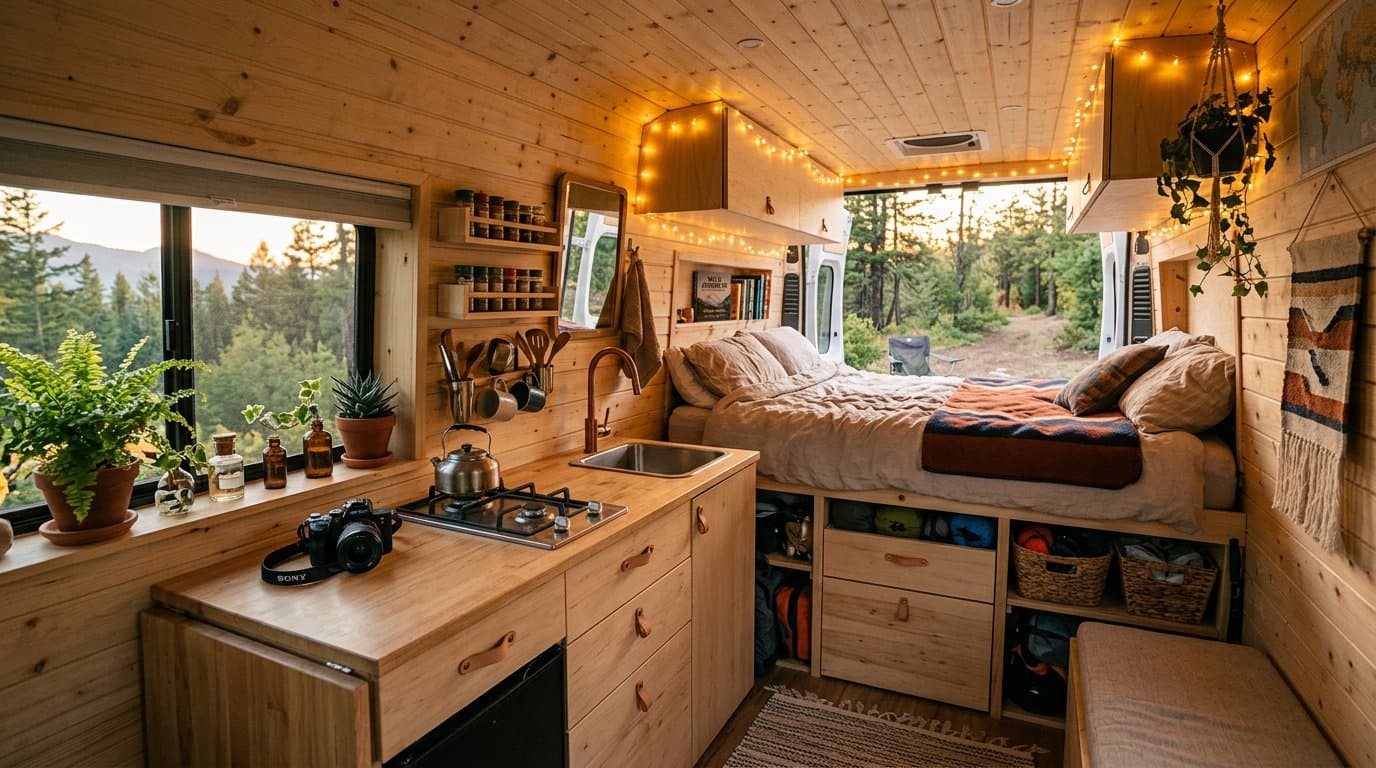 AI-redesigned van interior / campervan