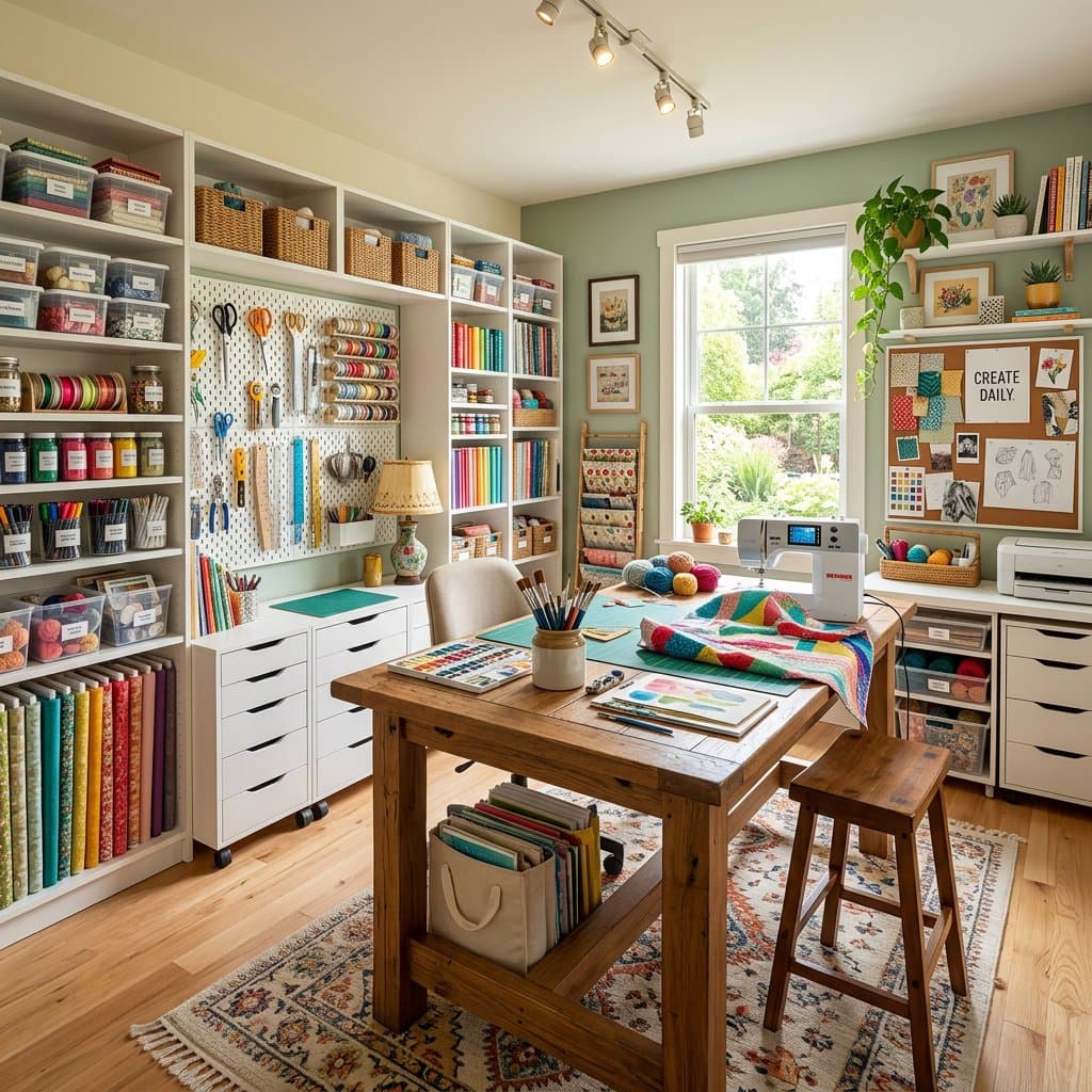 AI-redesigned craft room / creative studio