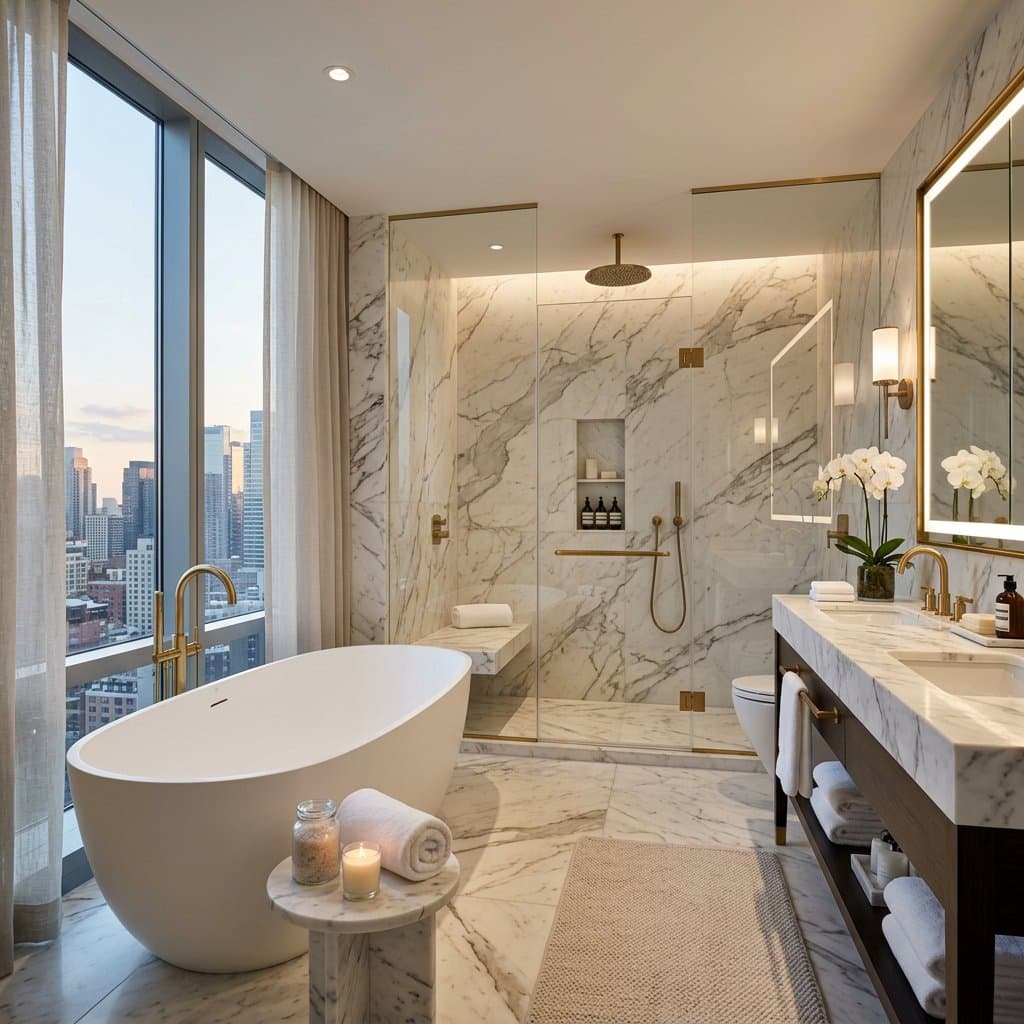 AI-redesigned hotel bathroom