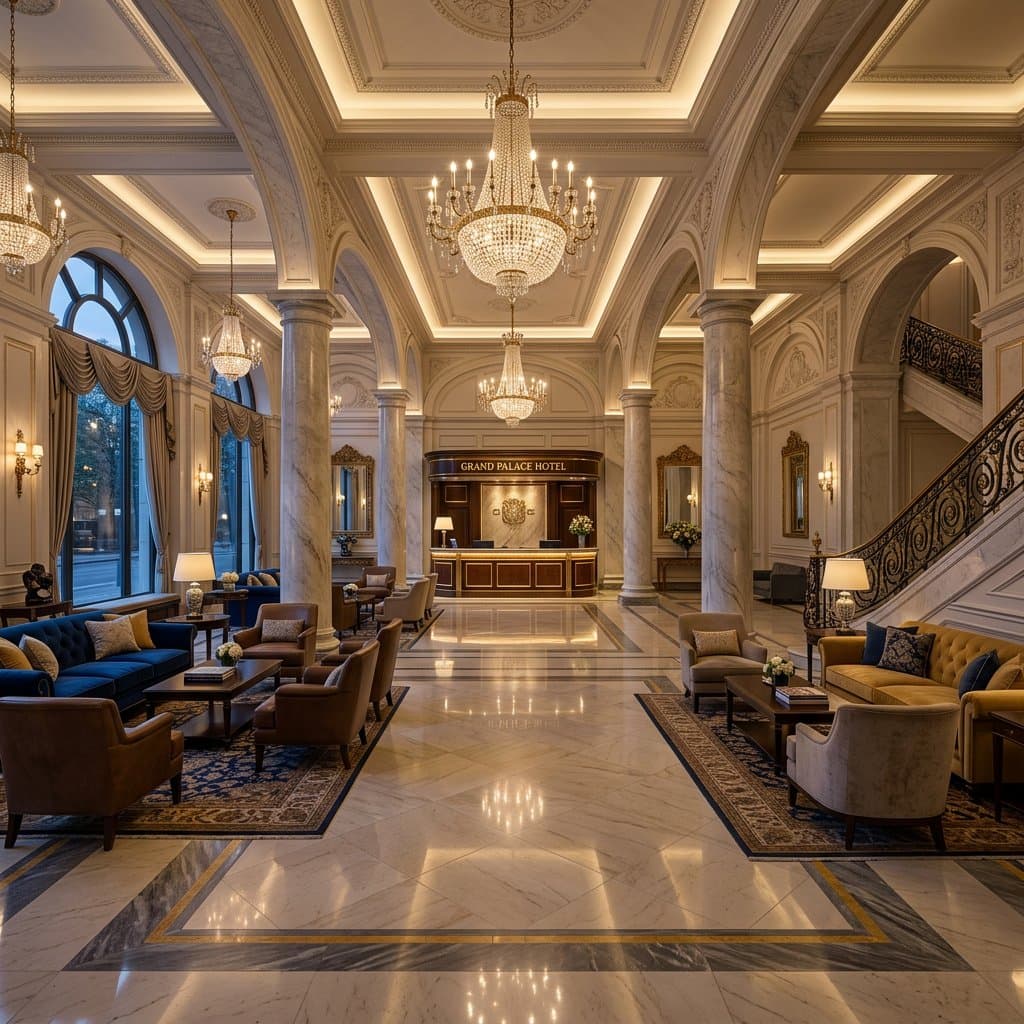 AI-redesigned hotel lobby