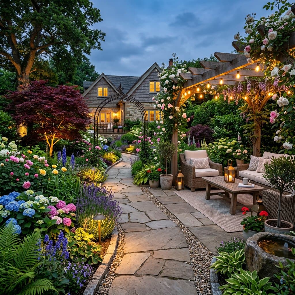 AI-redesigned outdoor garden