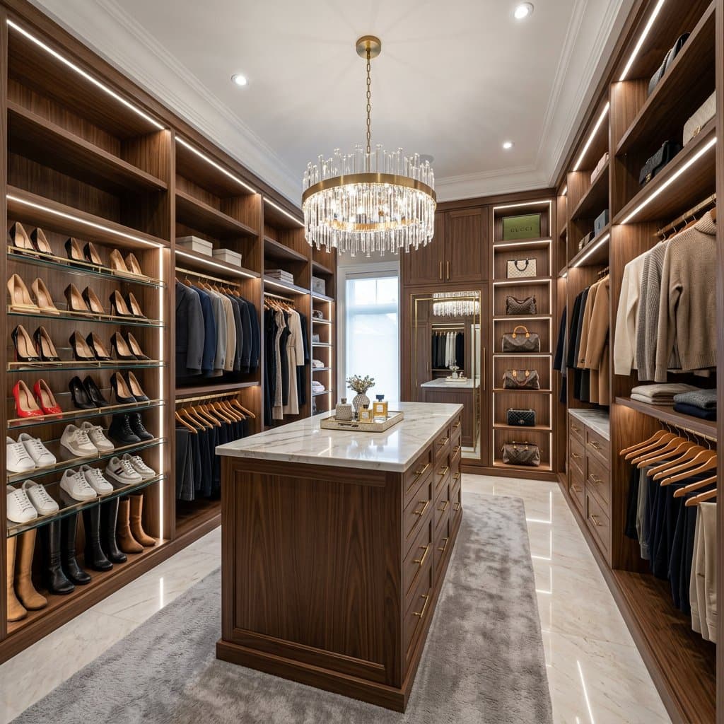AI-redesigned walk in closet