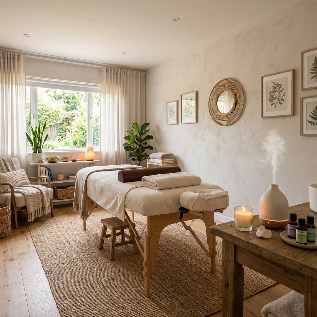 AI-redesigned wellness / spa room