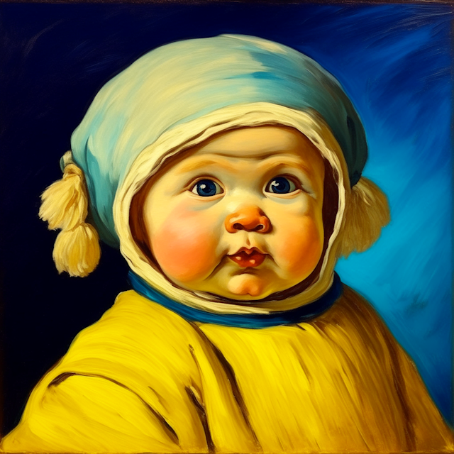 a Baby, Oil painting, by Van Gogh