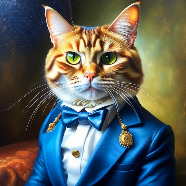rich cat, Oil painting