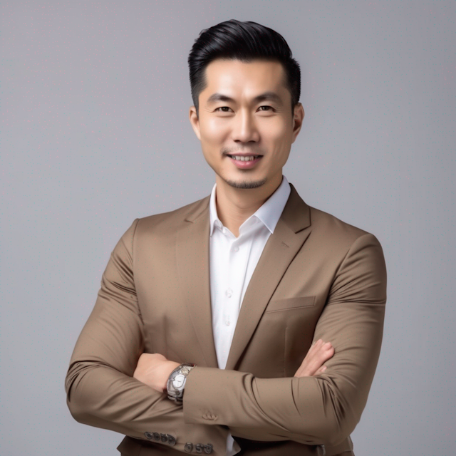 Photo of an asian entrepreneur 35 years old in casual cloth with a concerning face, Portrait Photo