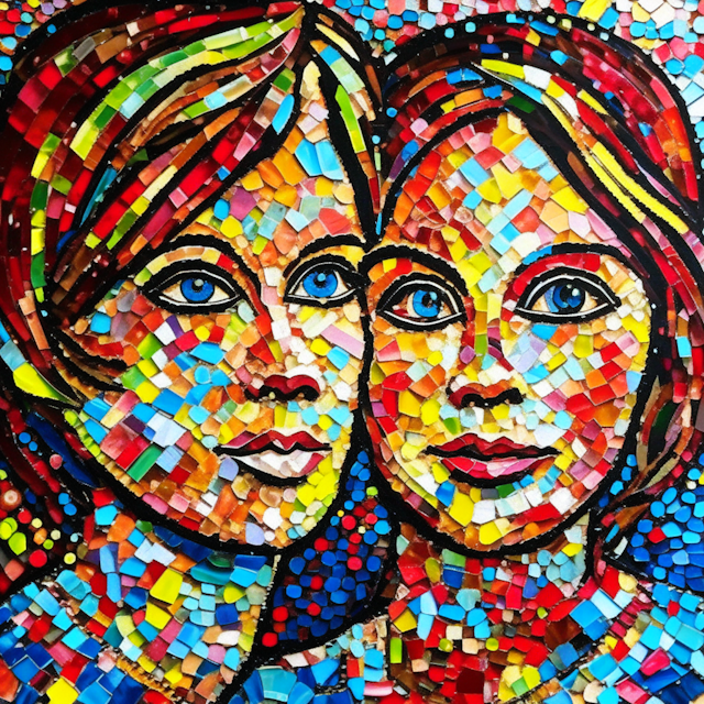 abstract daughter and mother, Mosaic