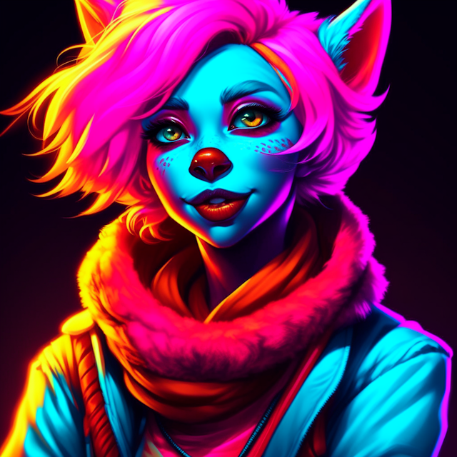 Anthropomorphic female character, in the style of vibrant colors and soft highlights, expressive body language, captured with a Hasselblad X1D II 50C for studio portrait, in the genre of furry fandom art