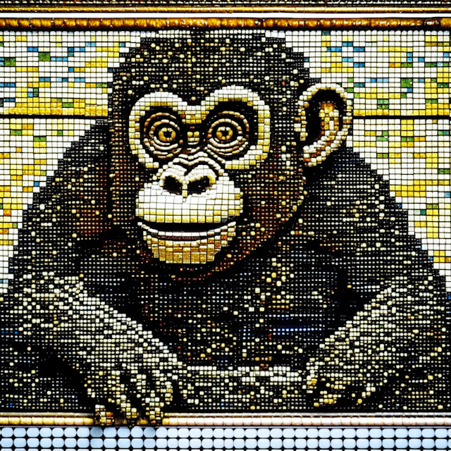 monkey on a train , Mosaic