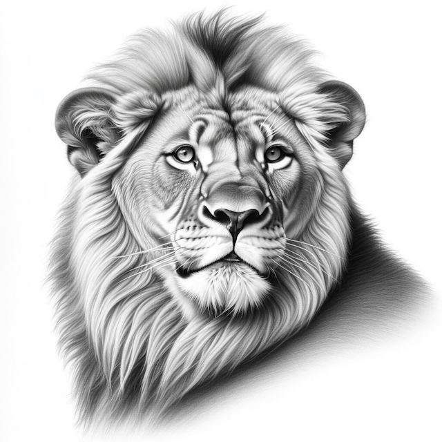 Lion, Pencil drawing