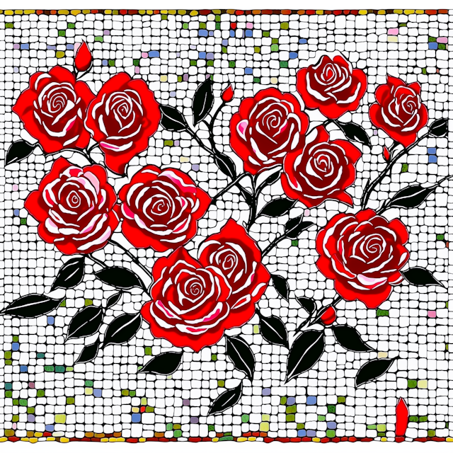 Mosaic template of roses