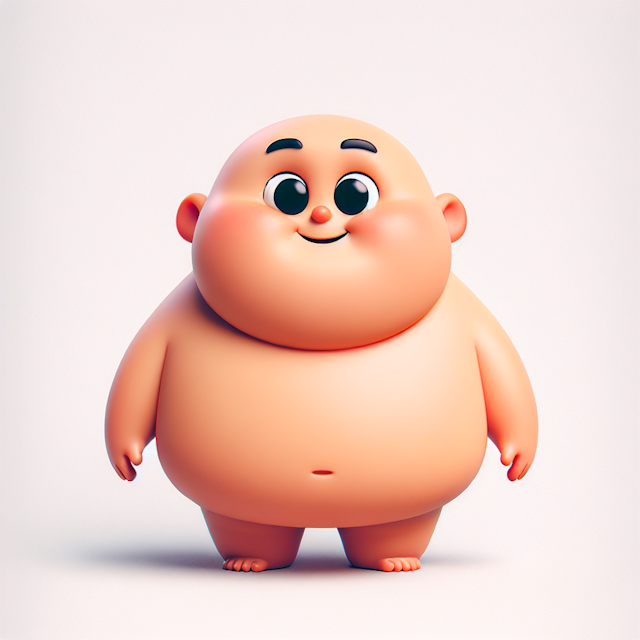Fat bald man in the Disney Pixar style