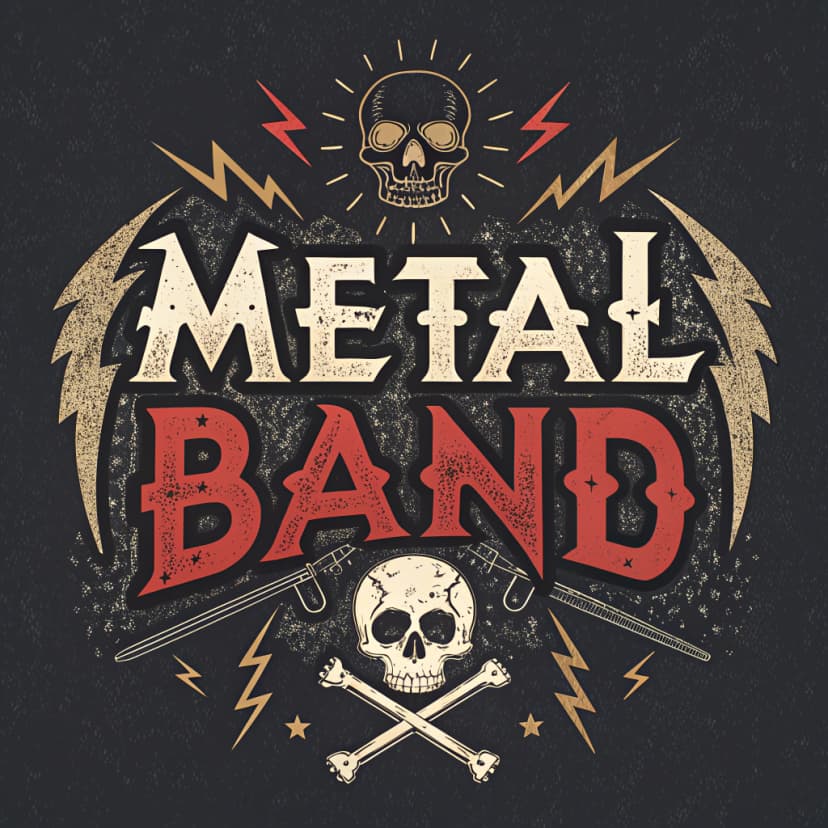 Eye-catching band logo with genre-specific styling and bold typography, distinctive lettering design that captures musical identity, edgy or artistic aesthetic suitable for merchandise and album covers, memorable mark with strong visual impact