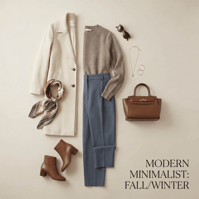 Fashion outfit design with coordinated clothing pieces and accessories, trendy ensemble visualization with modern styling and color harmony, complete look from head to toe perfect for fashion inspiration, professional outfit presentation suitable for style guides and lookbooks