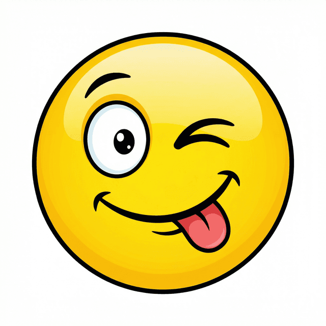 Custom emoji design, expressive cartoon face, bright yellow circular shape, bold clean lines, playful expression, high resolution, isolated on white background