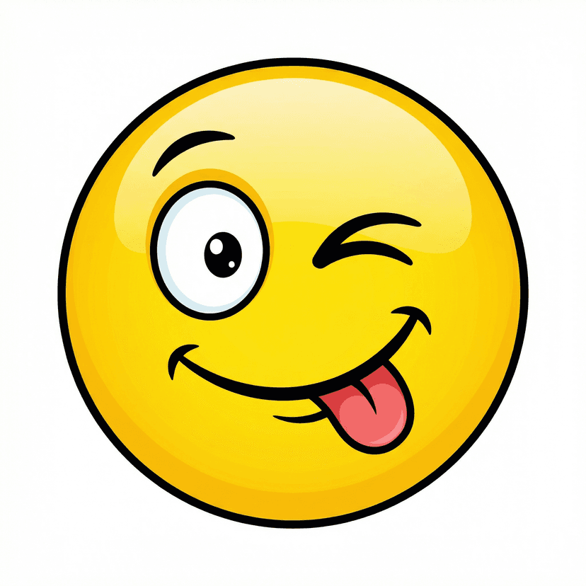 Custom emoji design, expressive cartoon face, bright yellow circular shape, bold clean lines, playful expression, high resolution, isolated on white background