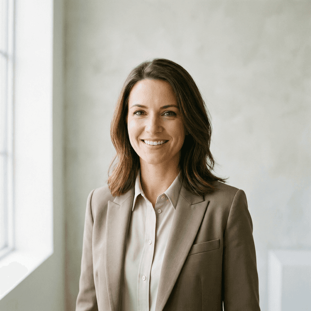 Perfect social media profile picture, flattering lighting, confident expression, clean background, high resolution, professional yet approachable, square crop