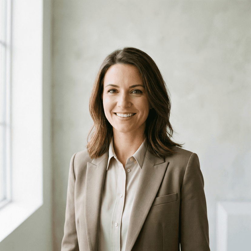 Perfect social media profile picture, flattering lighting, confident expression, clean background, high resolution, professional yet approachable, square crop