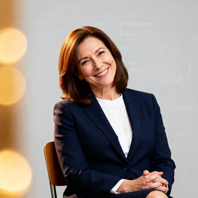 Professional teacher headshot with friendly, knowledgeable appearance