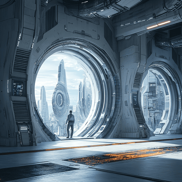 Futuristic sci-fi environment concept with detailed architectural elements