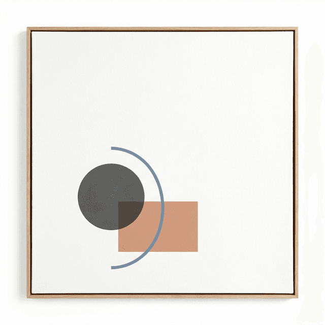 Clean minimalist artwork, simple geometric shapes, limited color palette, lots of white space, elegant composition, modern contemporary art, refined simplicity