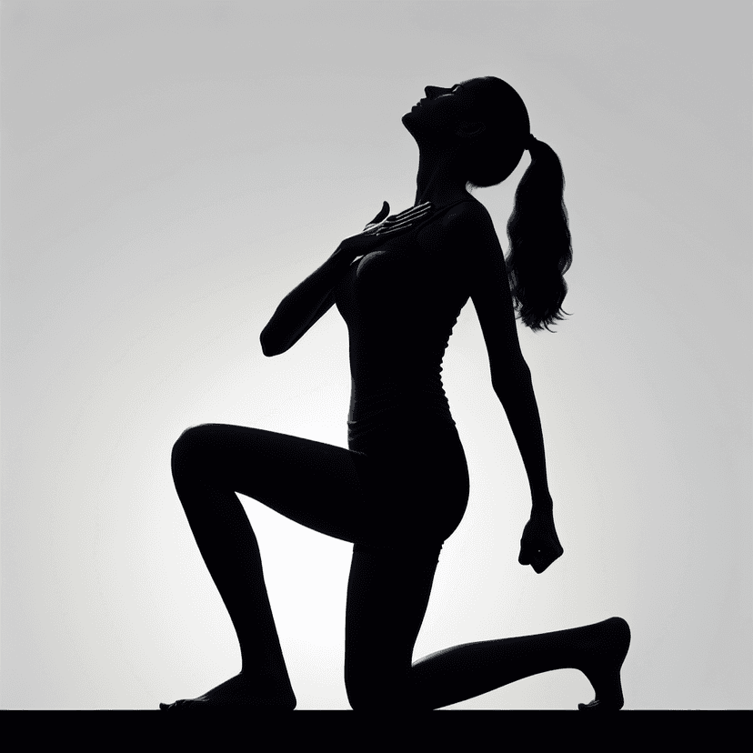 Dramatic silhouette art with strong contrast and recognizable shapes, black figure against bright background creating powerful visual impact, minimalist shadow design emphasizing form and gesture, elegant outline illustration perfect for logos and artistic statements