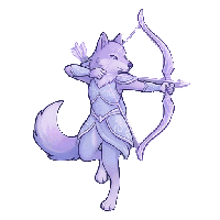 lavender wolf archer, pastel dreamlike, isometric action RPG animation