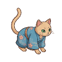 tiny samurai cat, Studio Ghibli inspired, isometric action RPG animation
