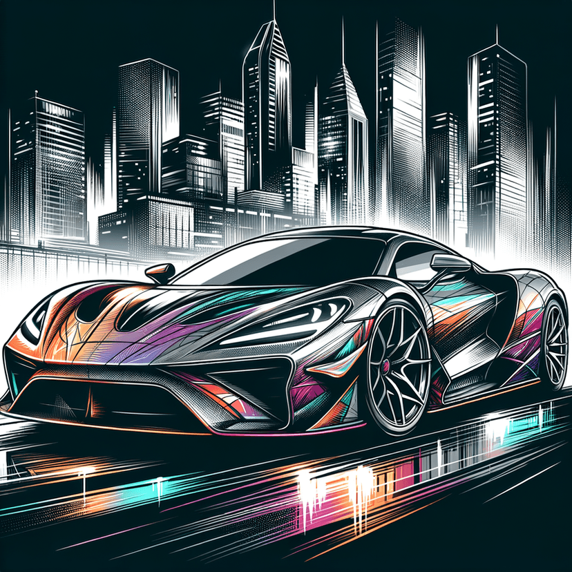 Sleek automotive design with dynamic styling and modern aesthetics, professional car visualization with polished details and reflective surfaces, concept car or production vehicle rendering with dramatic lighting, showroom-quality presentation perfect for enthusiasts