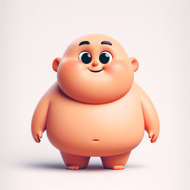 Fat bald man in the Disney Pixar style