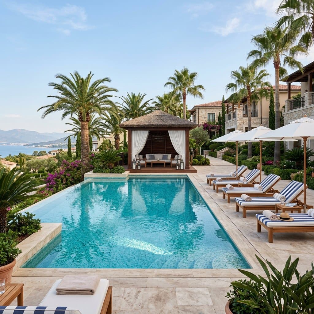 AI-redesigned outdoor pool area