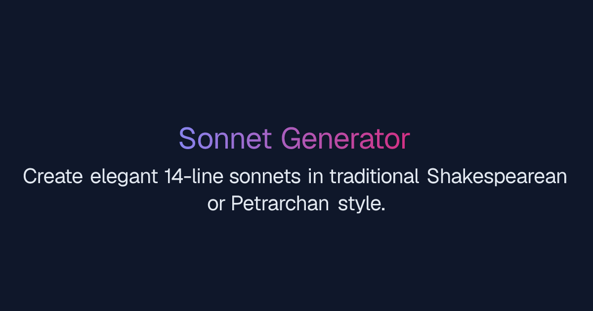 Free AI Sonnet Generator | Easy-Peasy.AI