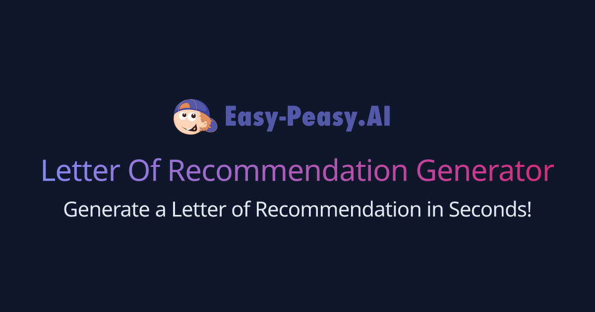 Free AI Letter Of Generator EasyPeasy.AI