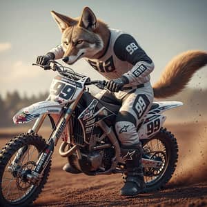 Ferocious Coyote in Black and White Motocross Gear