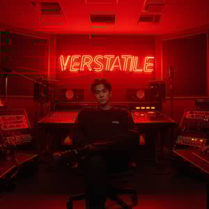Versátil: Neon Red Recording Studio Vibes