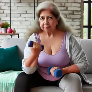 Hispanic Woman Working Out with Dumbbells | Fitness for Seniors