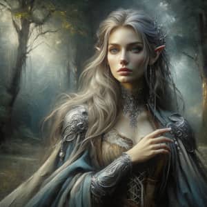 Elven Woman in Mysterious Forest - Fantasy Art