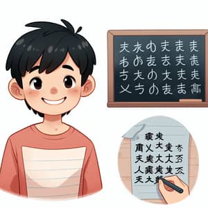 Young Asian Boy Smiling despite Frustration