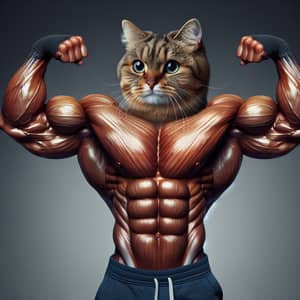 Muscular Cat Flexing Its Muscles - Fitness Enthusiast